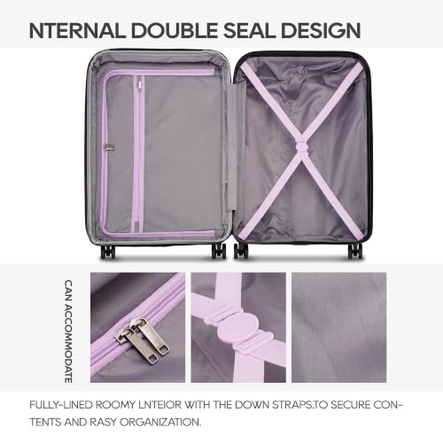 GinzaTravel 3-Piece Purple ABS Hardside Luggage Set 20"/24"/28" Suitcases