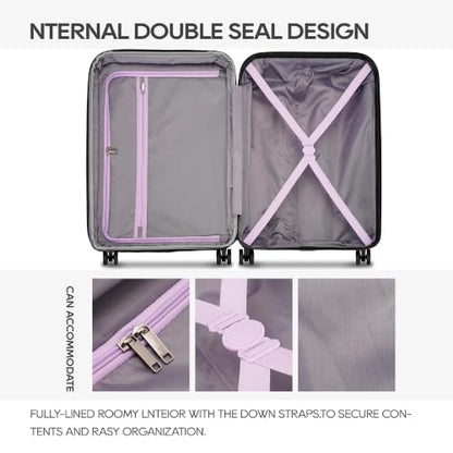 GinzaTravel 3-Piece Purple ABS Hardside Luggage Set 20"/24"/28" Suitcases