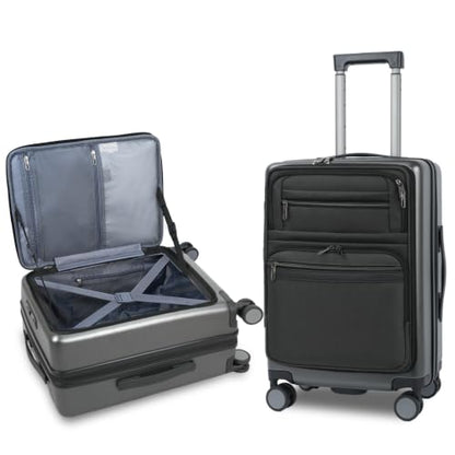 VANKEAN 20 Inch Expandable Hardshell Spinner TSA USB Port Carry-On Approved - color: STEEL GREY