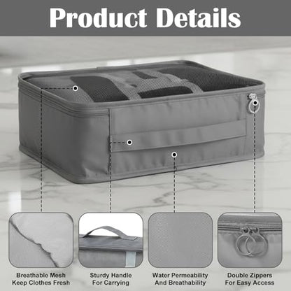 12 Pcs Packing Cubes for Suitcase, 3-Sizes Luggage Packing Organizers for Travel Accessories Hiking Camping Backpacking Clothes(Grey, L, M, S Size)