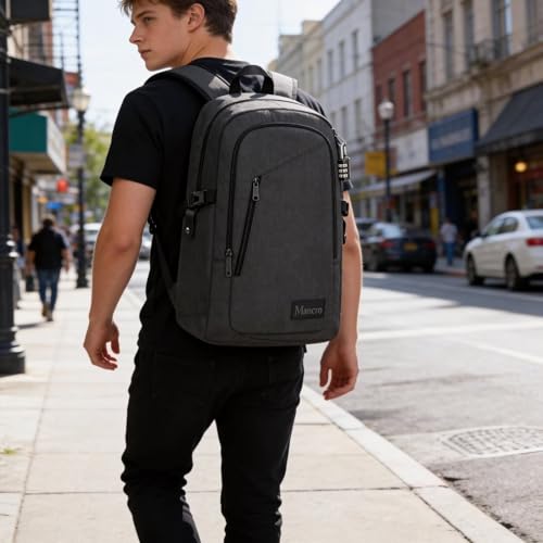 Mancro Business Travel Laptop Backpack, Anti Theft Slim Laptop Bag for Men - color: Black, size: 15.6 inch