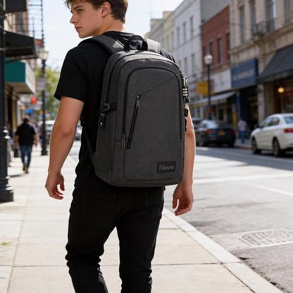 Mancro Business Travel Laptop Backpack, Anti Theft Slim Laptop Bag for Men - color: Black, size: 15.6 inch