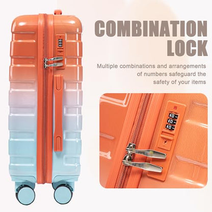 GDFStudio 14/20 Inch 2 Piece Luggage Set,PC Hard Shell Spinner Suitcase,Combination Lock,360° Silent Wheels, Retractable Handle,Carry On Travel Luggage with 14” Cosmetic Case,Gradient Blue-Red - color: Blue+Red, size: 14/20In