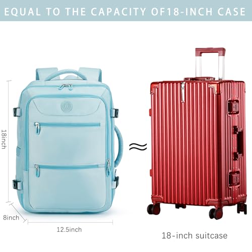 SHRRADOO Travel Backpackfor Women Men, with Storage Cosmetic Bag Set 3pcs - color: Light Blue