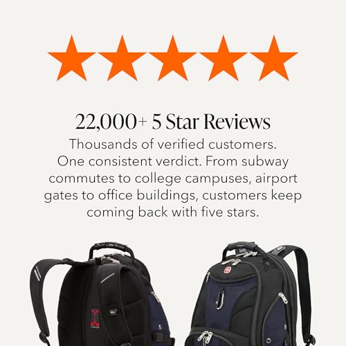 SwissGear 1900 ScanSmart Laptop Backpack, Fits Most 17-Inch Laptops, TSA-Friendly Lay-Flat Design, RFID Protection, and Tablet Pocket, Black, 31L, 18.5-Inch - color: Black/Blue