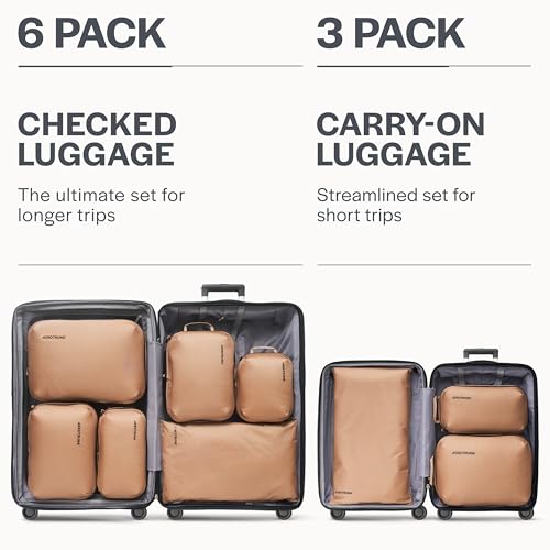 Aerotrunk Ultralight Compression Packing Cubes for Travel, 3-Pack, Mocha - color: Mocha, size: 3-Pack
