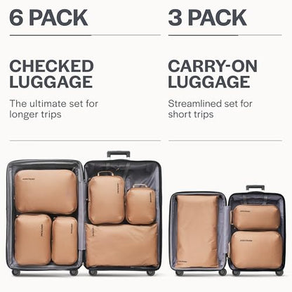 Aerotrunk Ultralight Compression Packing Cubes for Travel, 3-Pack, Mocha - color: Mocha, size: 3-Pack