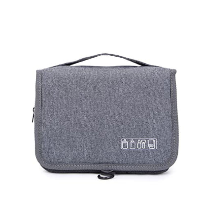Sechunk Toiletry Bag Water-Resistant Makeup Cosmetic Bag Travel Organizer for Accessories Travel Bag with Hanging Hook - color: Grey
