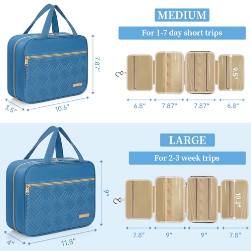 Hanging Travel Toiletry Bag Women & Men Water Resistant Makeup Bag - color: Blue, size: Medium