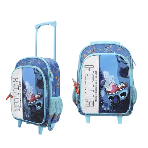 Bioworld 청소년 40.6cm(16인치) 롤링 백팩, 디즈니 스티치 롤링 블루, 만화, 장난기 - color: 디즈니 스티치 롤링 블루
