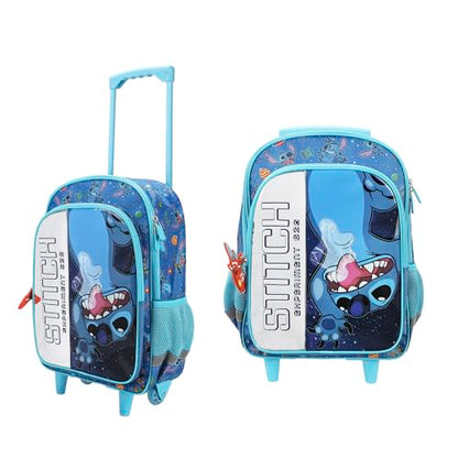 Bioworld 청소년 40.6cm(16인치) 롤링 백팩, 디즈니 스티치 롤링 블루, 만화, 장난기 - color: 디즈니 스티치 롤링 블루