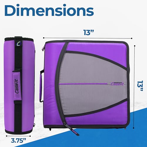 Case-it School Zipper Binder | 3" O-Rings | 600-Sheet | D-146 Deep Purple - color: I Deep Purple, size: 6 Pack