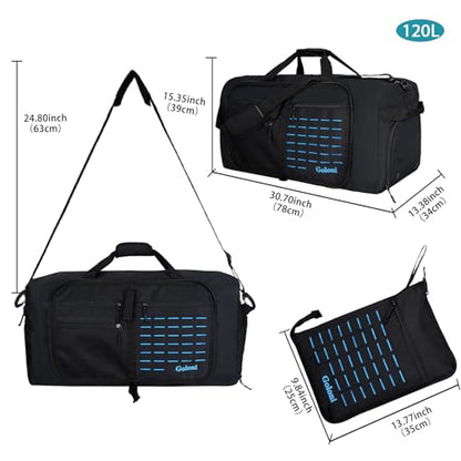 Goloni 120L Foldable Duffle Bag for Travel, Large Durable Travel Duffel Bag - color: Black, size: 120L