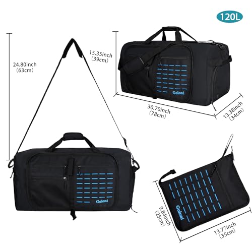 Goloni 120L Foldable Duffle Bag for Travel, Large Durable Travel Duffel Bag - color: Black, size: 120L