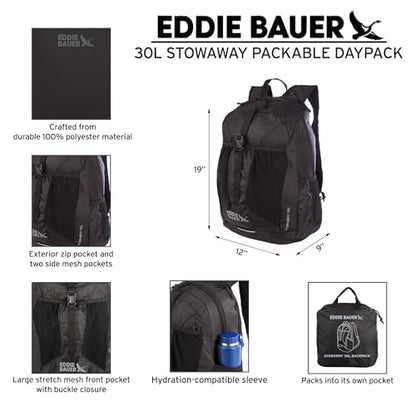 Eddie Bauer Stowaway Packable Backpack - Black Cherry, 30L - color: Black Cherry, size: 30L