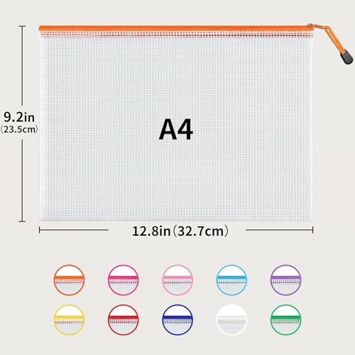 JARLINK A4 Mesh Zipper Pouch Bags, 36 Pcs Waterproof Zipper Pouch Bags - style: 36pcs