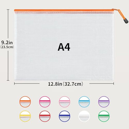 JARLINK A4 Mesh Zipper Pouch Bags, 36 Pcs Waterproof Zipper Pouch Bags - style: 36pcs