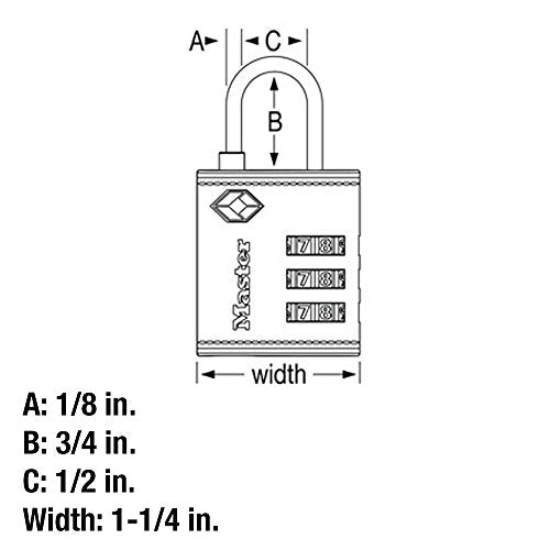 Master Lock 4692D Set Your Own Combination TSA Approved Luggage Lock, 1-1/4", Colors May Vary