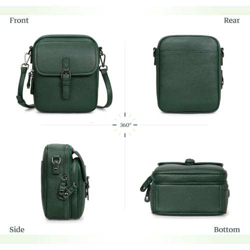 Leather Crossbody Bag for Women Small Anti Theft Messenger Purse - color: Green
