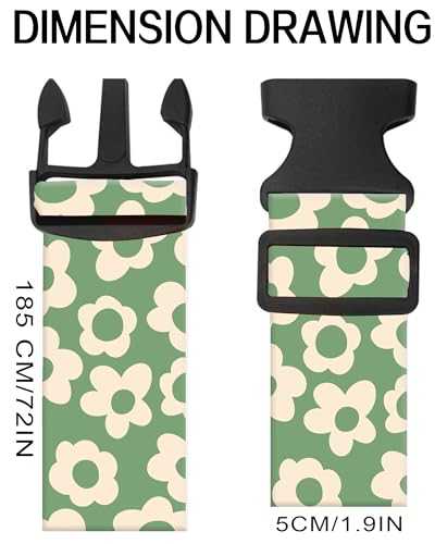 Luggage Straps for Suitcases, Adjustable Travel Belt, Durable Wide Luggage Strap, Cute Suitcase Strap Identifiers with Buckle, Bag Straps for Luggage, Grey Cute Flowers - color: Grey Cute Flowers