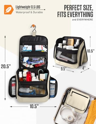 VENTURE 4TH Hanging Travel Toiletry Bag, 18 Compartments - Beige - color: Beige
