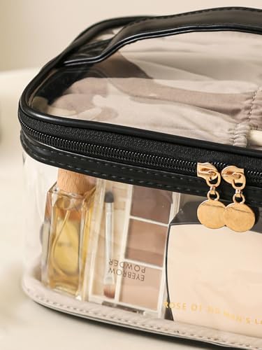 Clear Travel Makeup Bag Cosmetic Bags Waterproof Toiletry Orangizer Black - color: Black