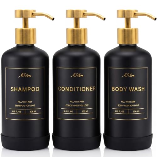 Prus Waso Shampoo Dispenser for Shower, Black & Gold - color: Black & Gold