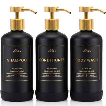 Prus Waso Shampoo Dispenser for Shower, Black & Gold - color: Black & Gold