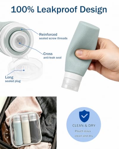 Redfly 13-Piece TSA-Approved Travel Size Bottles for Toiletries, Leak proof