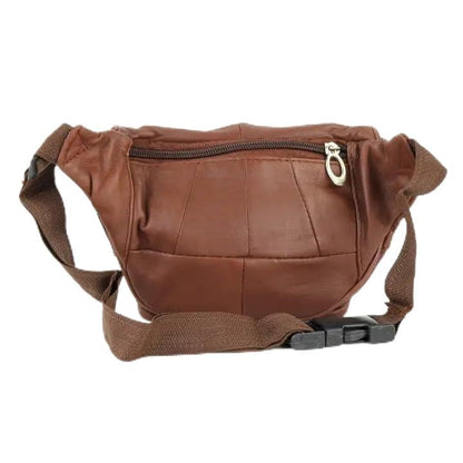 Kids Leather Fanny Pack – Small Waist Bag for Boys & Girls with Adjustable Strap – Lightweight Travel Belt Bag with Multiple Compartments (Brown) - color: Brown