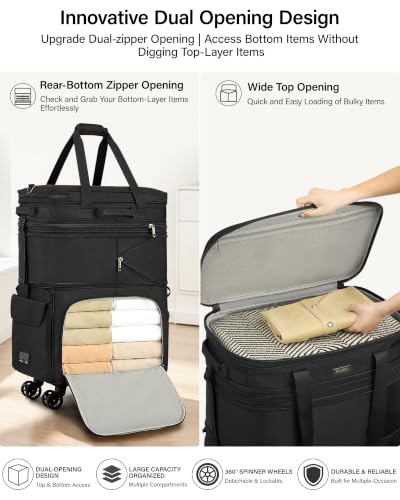 MILADA Expandable Luggage Bags for Travel Large Suitcases with Wheels - color: Black