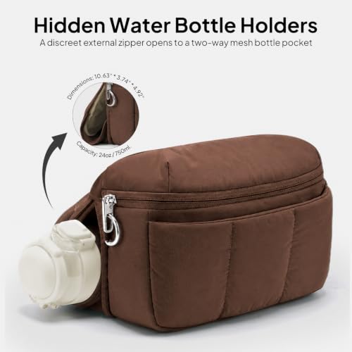 TOPEAST Waist Pack 3.5L Fanny Packs with Water Bottle Holder - color: Coffee