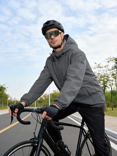 UIQUR Mens Cycling Jacket Waterproof Rain Jacket - color: Grey, size: Small
