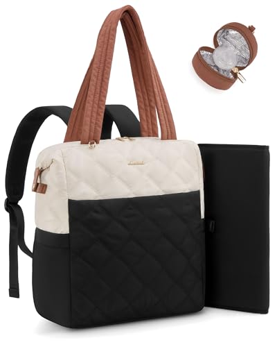 LOVEVOOK Diaper Bag Backpack,Diaper Bag Tote for Mom Dad with Changing Pad,Insulated Pockets, Convertible Mom Backpack with Pacifier Case（Black & Brown） - color: Black & Brown