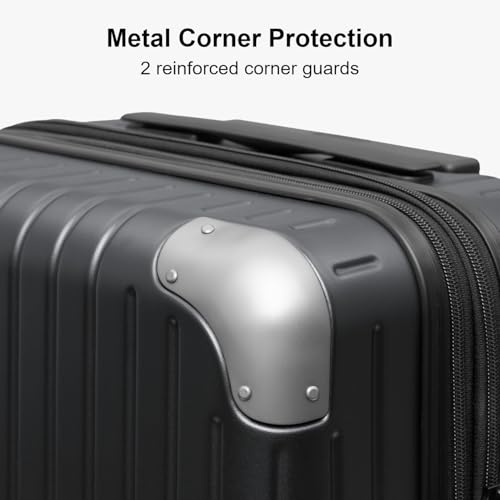 LEVEL8 Carry on Luggage Airline Approved, Hardshell Suitcases with Spinner Wheels, PC Expandable Luggage, 20 Inch, Black - color: Black, size: 20 Inch - Expandable