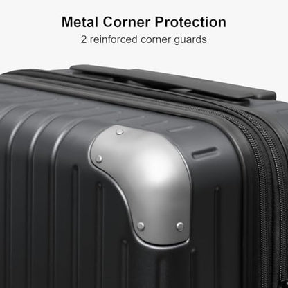 LEVEL8 Carry on Luggage Airline Approved, Hardshell Suitcases with Spinner Wheels, PC Expandable Luggage, 20 Inch, Black - color: Black, size: 20 Inch - Expandable