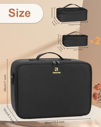 Relavel Rolling Makeup Case with Large Makeup Case, Black - color: 1-Black with Large Makeup Case