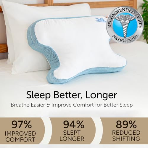 Contour CPAPMax Cooling Gel Pillow - Adjustable Memory Foam Support Pillow for Side, Back & Stomach Sleepers - for CPAP Users - Helps Reduce Air Leaks, Dryness & Mask Discomfort - Ergonomic Design - size: Cool Gel
