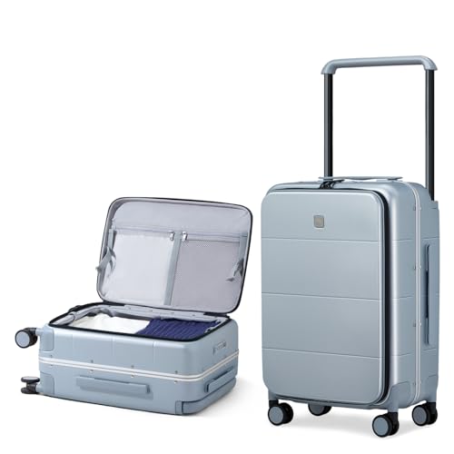 Hanke Top Opening 24 Inch Checked Luggage, Aluminum Frame Medium Suitcase - color: Grey, size: 24 Inch