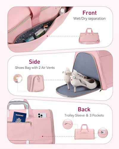AGPTEK Convertible Travel Garment Bag, Carry-on Garment Duffel Bag, Pink - color: Pink