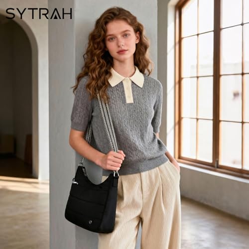 SYTRAH Anti Theft Crossbody Hobo Bags for Women, RFID Puffer Purse - color: Black