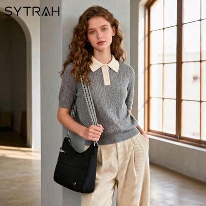 SYTRAH Anti Theft Crossbody Hobo Bags for Women, RFID Puffer Purse - color: Black