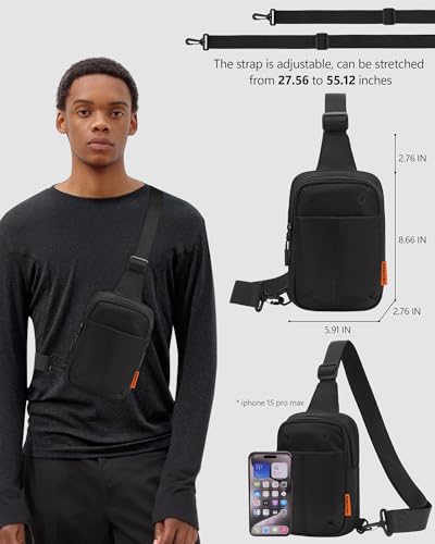 Peicees Sling Bag for Men Small Crossbody Bag Anti Theft Travel Pack - color: Light Khaki