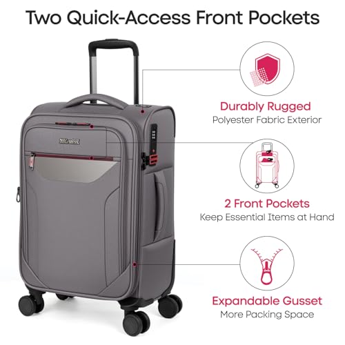 2-Piece Set(22/32in) Upright Spinner Softshell Luggage Sets - color: Grey, size: 2-Piece Set (22 inch/32 inch)