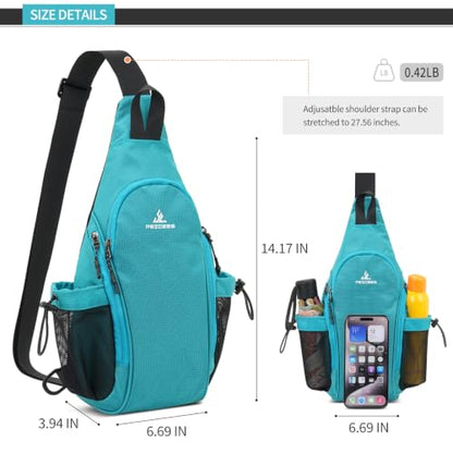 Peicees Small Sling Bag Backpack Crossbody Gym Bag Chest Daypack - color: Sky Blue