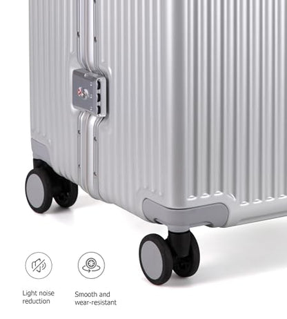 feilario Super Large Aluminum Frame Checked Zipperless Luggage - color: A3-Silver, size: 26in