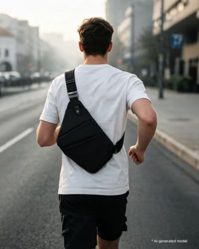 OSOCE Crossbody Sling Bag, Water-Resistant Anti Theft Chest Pack - color: 1.0 Dark Black, size: Small