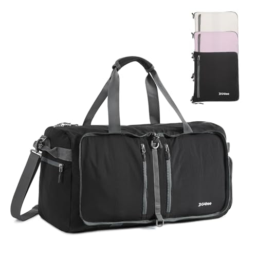 G4Free 65L Foldable Duffle Bag with Shoe Compartment for Travel Large Overnight Carry On Duffel Bag Packable for Men