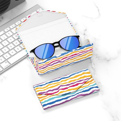 Sunglasses Case, Foldable Glasses Case, Magnetic Hard Shell Folding Holder - color: Colorful Ripples, style: 2 Pcs
