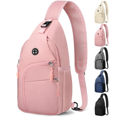 Pritent Crossbody Bags for Women Men Sling Bag Backpack Shoulder Bag - color: Light Pink, size: Medium